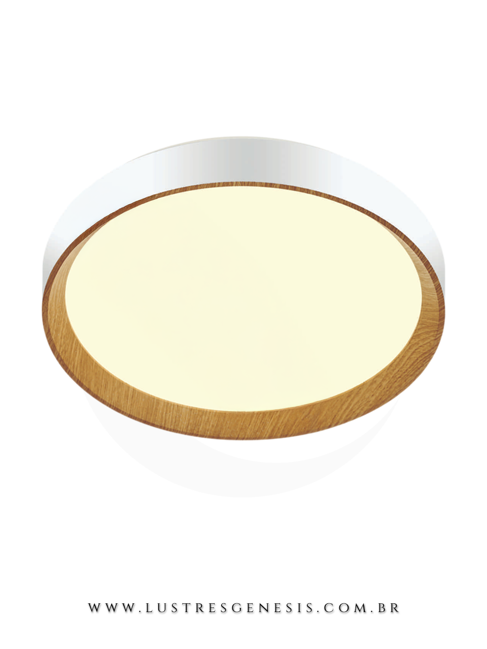 Plafon LED Moderno 40cm 2800 Lumens Cor Palha Gênesis